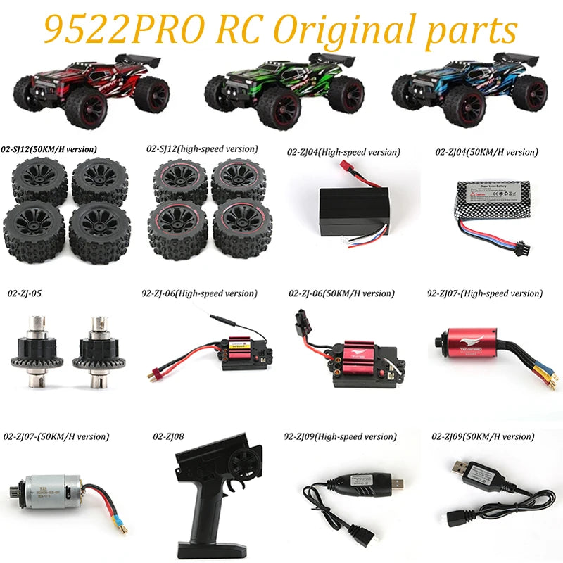 9522 PRO  RC Automotive Parts Drive Shaft Transmission Shaft Gear Bearings Servo Motor Receiver Motor Differential Gearbox Tire.