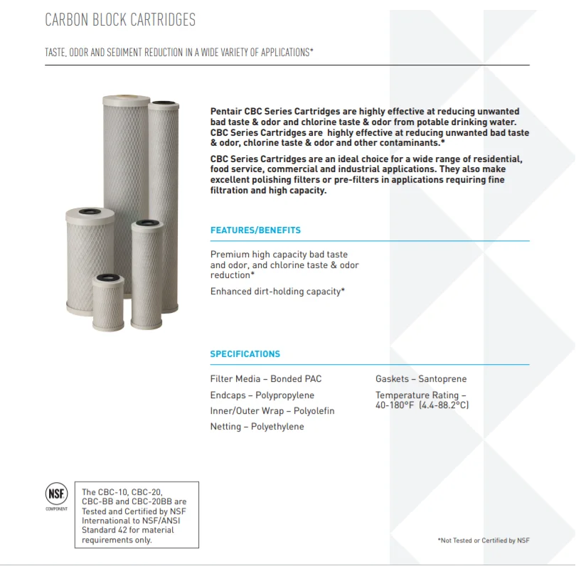 CBC Carbon Block Filter Cartridge 10 inch Water Filter Cartridge CBC-10