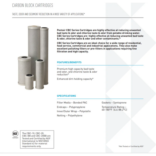 CBC Carbon Block Filter Cartridge 10 inch Water Filter Cartridge CBC-10