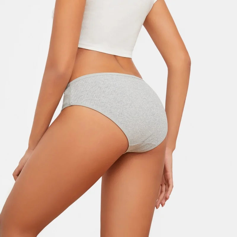 5PCS Women's Cotton Panties Sexy Low Waist Briefs Striped Underpants Female Comfortable Stretch Lingerie Ladies Soft Underwear