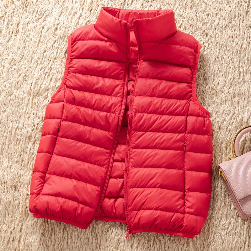 12 Farben 90% weiße Enten Daunen Frauen ärmellose Jacken 2023 Neuankömmlinge weibliche ultraleichte packbare Weste Frauen Mäntel