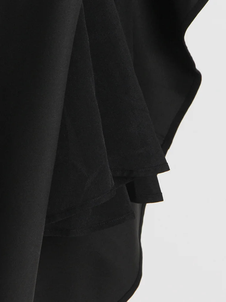 TWOTWINSTYLE Elegante Schwarz Kleid Für Frauen Quadrat Kragen Ärmellose Hohe Taille Solide Patchwork Bowknot Midi Kleider Weiblichen Stil