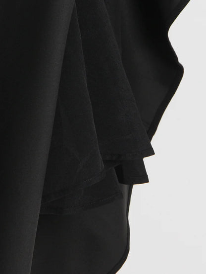 TWOTWINSTYLE Elegante Schwarz Kleid Für Frauen Quadrat Kragen Ärmellose Hohe Taille Solide Patchwork Bowknot Midi Kleider Weiblichen Stil