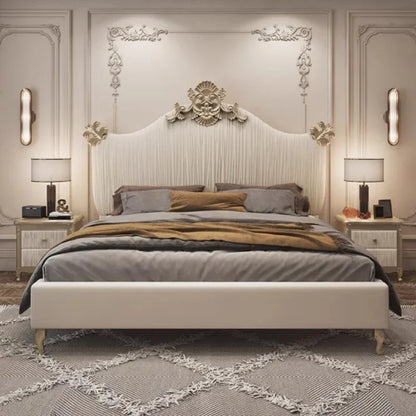 Klassisches europäisches Bett, Doppelbett, King-Size-Bett, Kopfteil, hochwertiges Bett, Twin, kreieren Sie das Hauptschlafzimmer, Cama De Casal, Wohnmöbel