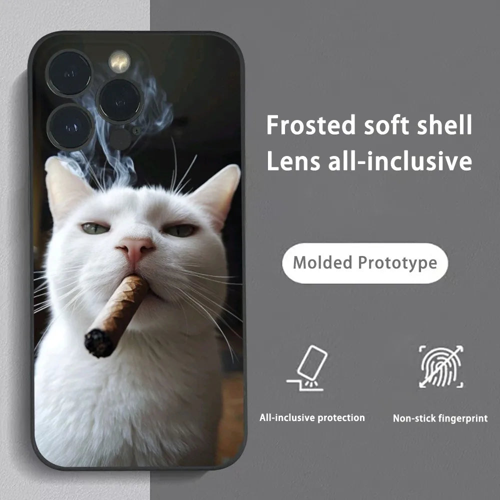 Pet Cat Funny memes Phone Case For iPhone 16 15 14 13 Pro Max Plus Mini Frosted Soft Shell Funda.