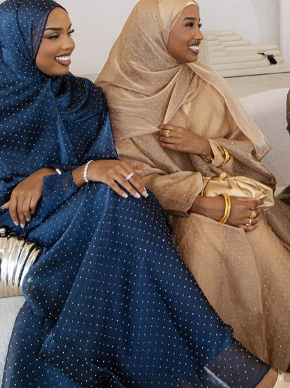 Women Arabic Eid Muslim Dubai Abaya Luxury hot diamonds Hijab Dress Kimono Cardigan Kaftan Robe Femme Islam Clothing Kebaya.