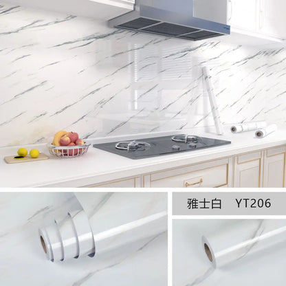 80cm Marble Waterproof Wallpaper for Kitchen Cabinets Bathroom Decor Kitchen Foil Renovation Self Adhesive Oil Proof Stickers