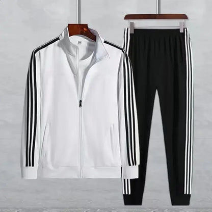 Men's Long Sleeve Running Suit Set Stand Collar Morning Run Versatile Slim Fit Sportswear Two Piece Popular Cross-Border