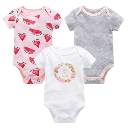 3 Teile/los Neugeborenen Baby Body 100% Baumwolle Kurzarm 3M 6M 9M 12M Mädchen Kleidung coole Druck Infant Overall.