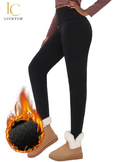 Womens Thermal Fleece Lined High Waisted Leggings. Workout Winter Warm Thick Tights Soft Yoga Pants.