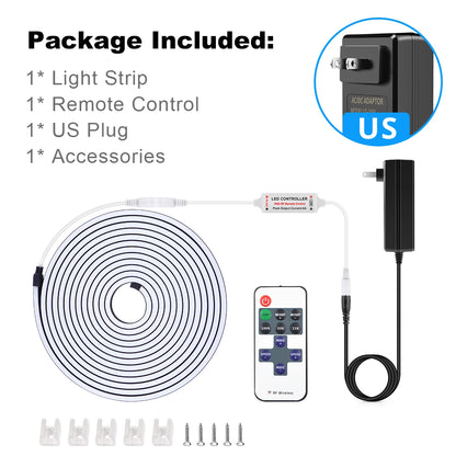 Waterproof COB LED Strip Lights 24V Flexible Neon Light Black Silicone Tube Linear Dimmable Lighting with Touch Sensor Switch.