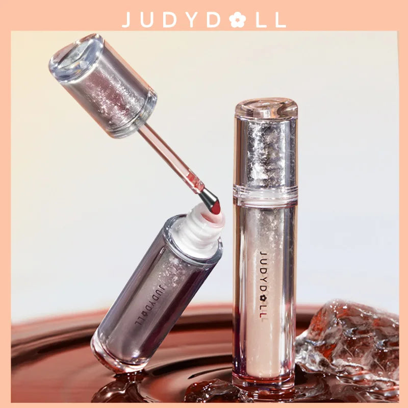 Judydoll Lip Glaze Mirror Shine Watery Lipstick Non-Stick Cup Long Lasting Moisturising Lip Tint Waterproof Makeup Cosmetics.