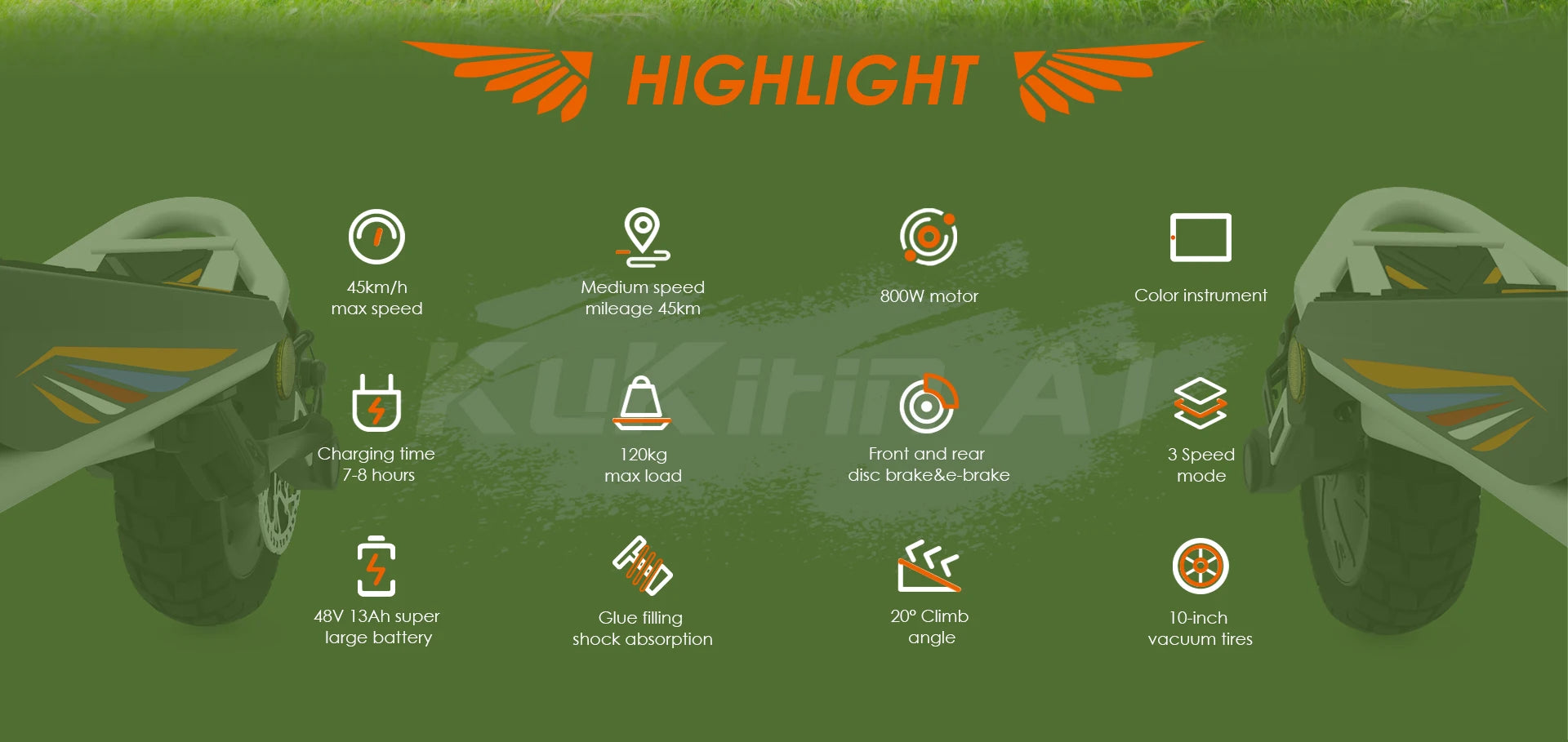 Kukirin A1 Adult Electric Scooter 800W Motor 48V 13Ah Battery Foldable Electric Scooter 10 Inch Vacuum Tires Electric Scooter.