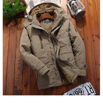 Winter Fleece Long Jacket Men Casual Thicken Warm Cotton Padded Jackets Man Fashion Hooded Outdoor Windproof Parkas Snow Coat.