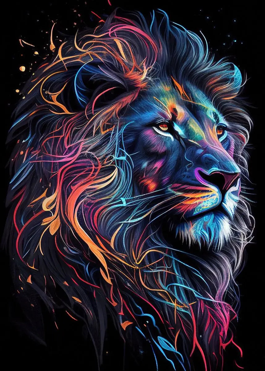 Black and Golden Light Lion Posters Modern Animal Canvas Painting Picture  Wall Art for Living Room Home Decoration No Frame.