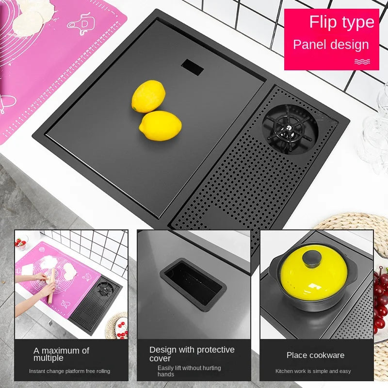 55 cm x 45 cm Küchenspüle Nano 304 Edelstahl Gemüsewaschbecken Einzelwaschbecken Waschbecken Waschbecken Verstellbarer Klapphahn