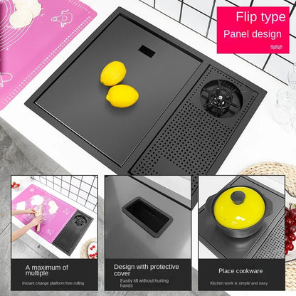 55 cm x 45 cm Küchenspüle Nano 304 Edelstahl Gemüsewaschbecken Einzelwaschbecken Waschbecken Waschbecken Verstellbarer Klapphahn