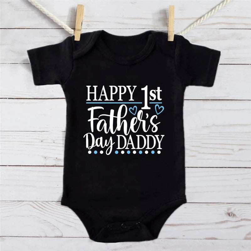 Happy 1st Vatertag Papa Druck neugeborenes Baby Jungen Mädchen Stram pler Kleidung Kleinkind Sommer Kurzarm Body Väter Tag Geschenke.