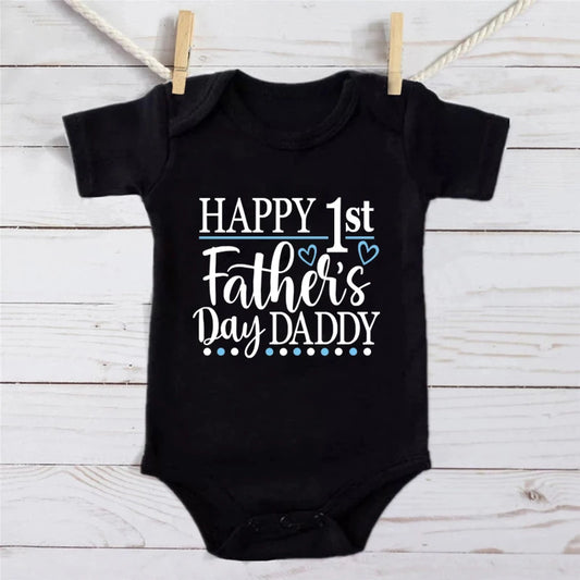 Happy 1st Vatertag Papa Druck neugeborenes Baby Jungen Mädchen Stram pler Kleidung Kleinkind Sommer Kurzarm Body Väter Tag Geschenke.