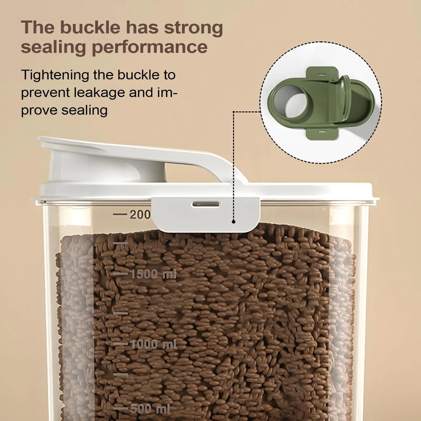 2L Pet Food Container Airtight Pet Food Storage Containers Canister with Lid for Sugar Rice Cereal Nut Pasta Snack Organizer.