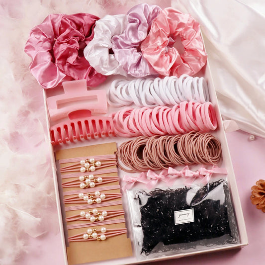 1 Set Pink Hair Accessories Set For Women Girls Hair Claw Hair Tie,Hair Scrunchies Rubber Band For Hair Fashion Hair Accessories.