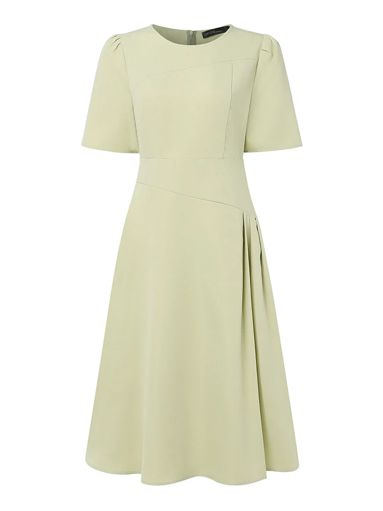 ZANZEA Elegante Büro Frauen Kleider Sommer Stilvolle Solide Party Arbeit Kleid Mode Kurzarm Plissee Vestidos Midi Sommerkleid.
