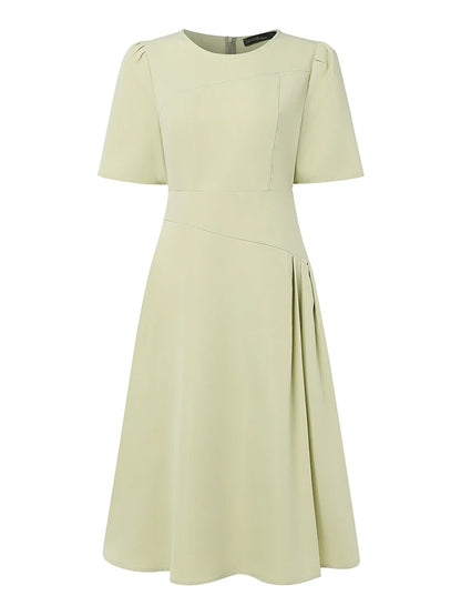 ZANZEA Elegante Büro Frauen Kleider Sommer Stilvolle Solide Party Arbeit Kleid Mode Kurzarm Plissee Vestidos Midi Sommerkleid.