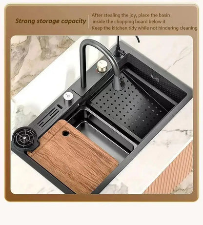 High-end stainless steel Kitchen Sink Matte Square Kitchen Accessories Large Single Sink Wash Basin With Faucet