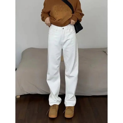High Waist Straight Leg Jeans Women's Spring New Slim Fit Spring Autumn Narrow Version Smoking Pipe Pants.