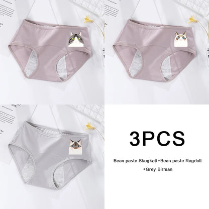 3PCS/set Women's menstrual briefs large flow postpartum water absorption leakproof briefs women's pure cotton menstrual briefs