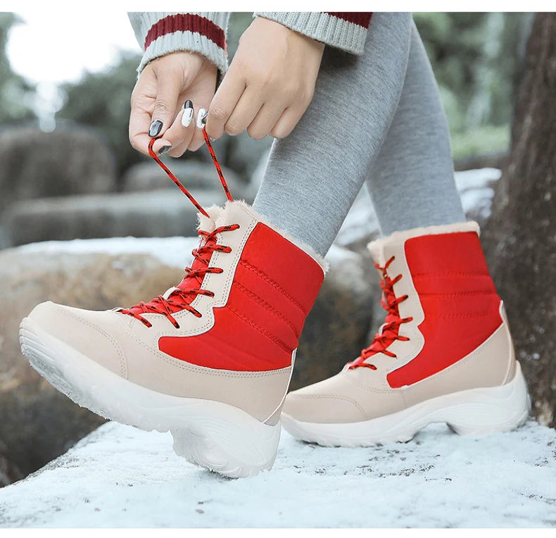 Women's Boots Lightweight Fur Boots Ankle Heels Winter Shoes Woman Fashion White Platform Botas Mujer Snow Boots Winter Footwear