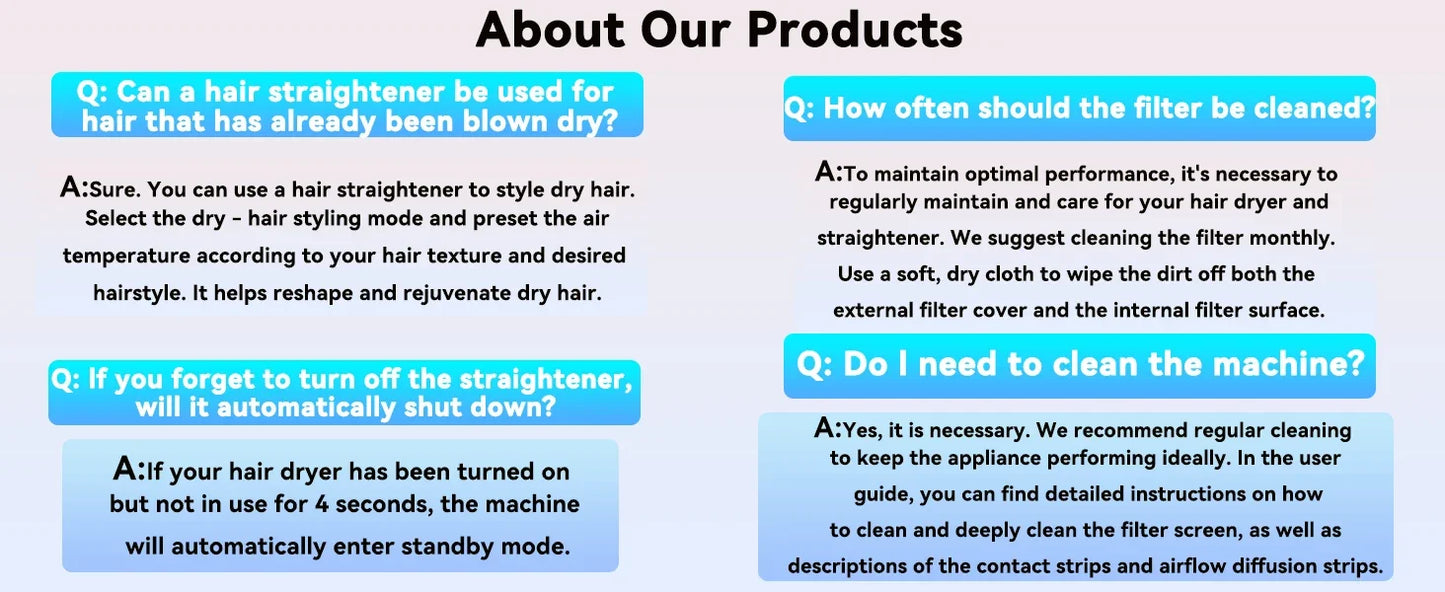 2 IN 1 Professional Hair Straightener & Hair Dryer Heat-Up Hair Flat Iron Negative Ion Iron Long-Lasting Styling Tool