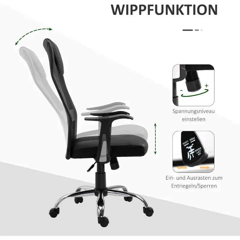 Vinsetto Bürostuhl Drehstuhl höhenverstellbar Chefsessel Schreibtischstuhl ergonomisch PU schwarz 66 x 73 x 108-118 cm