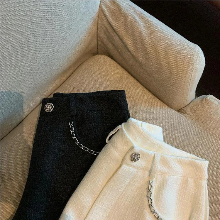 Fashion Tweed High Waist Women Shorts Autumn Winter Slim Office Woolen Black Shorts Women.