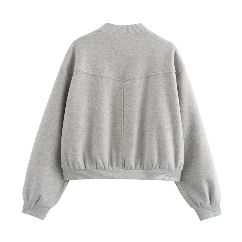 MUJER 2025, Damenjacke, abgeschnittene Bomberjacken für Damen, beige, schwarz, Tweed-Jacke, Damenmode, langärmelig, neu in kurzen Mänteln.