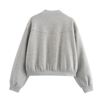 MUJER 2025, Damenjacke, abgeschnittene Bomberjacken für Damen, beige, schwarz, Tweed-Jacke, Damenmode, langärmelig, neu in kurzen Mänteln.