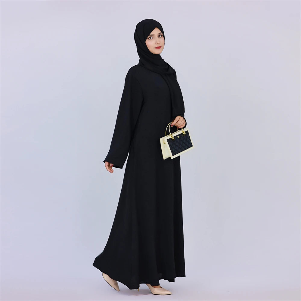 Ramadan Eid Solid Linen Dubai Abaya Turkey Islam Muslim Modest Dress Kaftan Prayer Clothes For Women Kebaya Robe Femme Musulmane