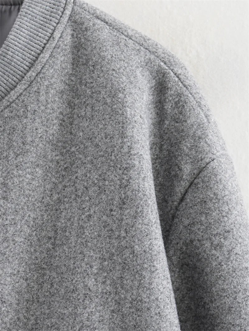 MUJER 2025, Damenjacke, abgeschnittene Bomberjacken für Damen, beige, schwarz, Tweed-Jacke, Damenmode, langärmelig, neu in kurzen Mänteln.