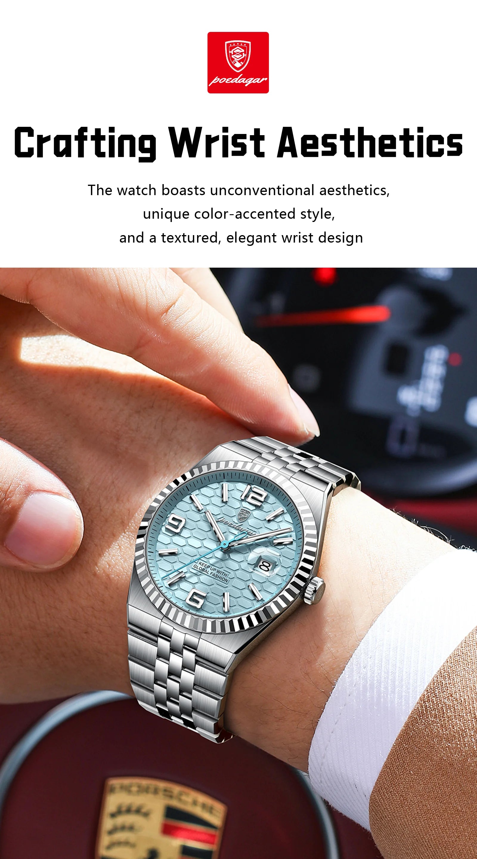 POEDAGAR High Quality Original Men Clock Waterproof Luminous Date Luxury Man Watch Stainless Steel Quartz Men's Watches Male+Box.