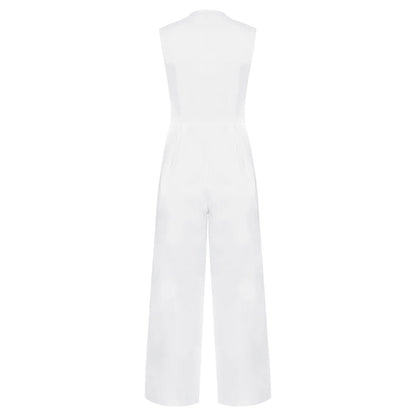 Women High Waist One Piece Sleeveless Jumpsuit Wide Leg Rompers Office Lady Commute Work Casual Dressy Jumpsuits Long Pants.