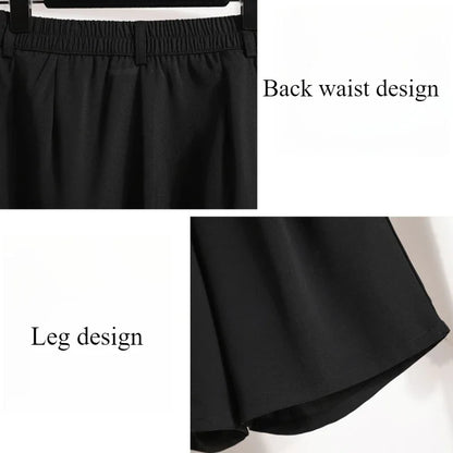 Women's A-Line High Waisted Wide Leg Short Pants Plus Size Casual Suit Shorts Summer 2025 Oversized Loose Five Quarter Pants.