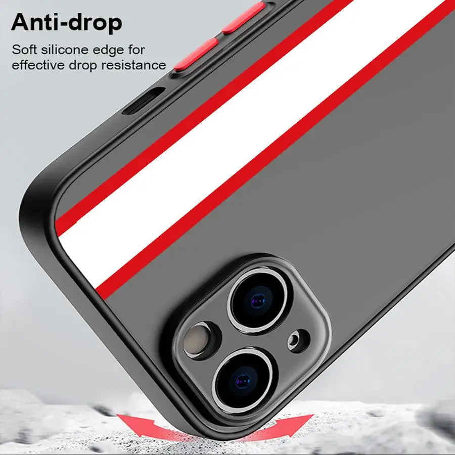 RS Sports AU-Logo Phone Case for iPhone 15 16 Pro Max 14 Plus 12 13 11 Pro Max SE 7 8 14 Pro XR XS Matte Black Edge.