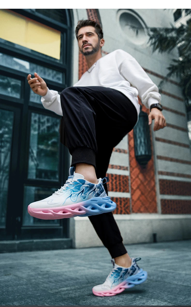 Men Running Shoes Mesh Breathable Flat Cushioning Soft Comfortable Sneakers Outdoor Gym Trendy Casual Jogging Shoes for Men.