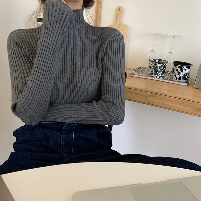 2026 chic Herbst winter Pullover Pullover Frauen Langarm casual rollkragen warme grundlegende Pullover stricken Jumper top.