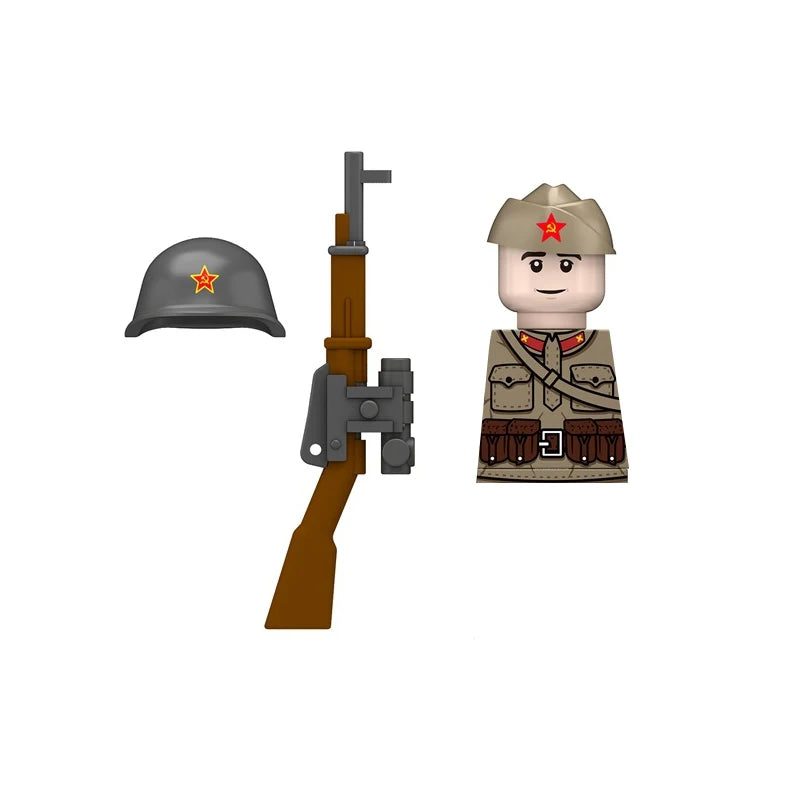 Military WWII Figure Building Blocks Accessories MP40 Rocket Launcher MG42 Officer Army Camouflage Soldier Pzf 98K Toy Gift N029