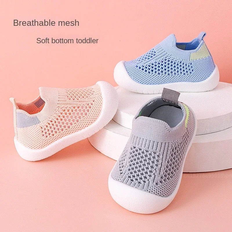 Spring Popular New Baby Shoes Mesh Knit Breathable Kid Girls Boys 0-3T Summer Slip-On Casual Sneakers Toddler Non-Skid Prewalker.