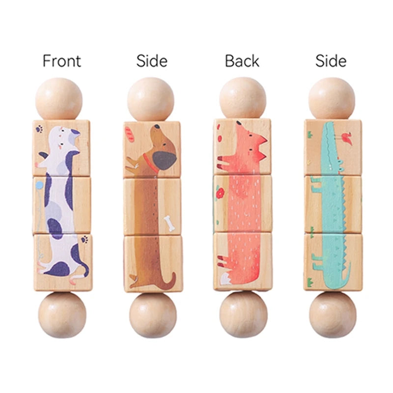 Baby Wooden Rotating Jigsaw Puzzle Hand bell Toy Baby Mobile Musical Rattle Toy Montessori Puzzle Game For Babies Newbaby Gift.