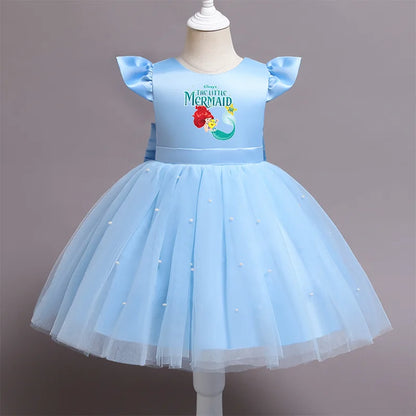 Die kleine Meerjungfrau elegante Prinzessin Spitze Kleid Kinder kleider für Mädchen Vintage Kinder Geburtstags feier Kleider Weihnachts kleidung.