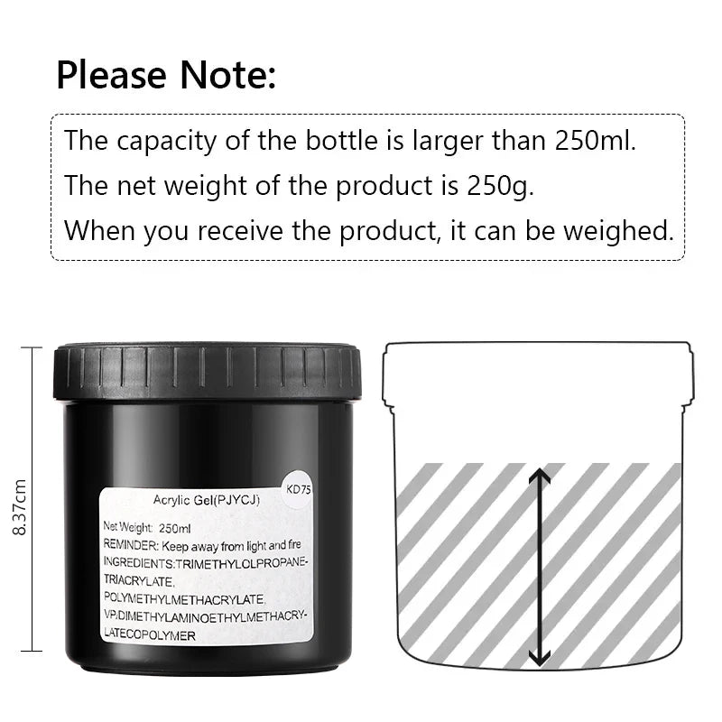 MSHARE 50g/250g Shimmer Pink White Acrylic Gel TPO Free Glitter Shiny Extension Acryl Hard Gel Nails Sculpting Construction