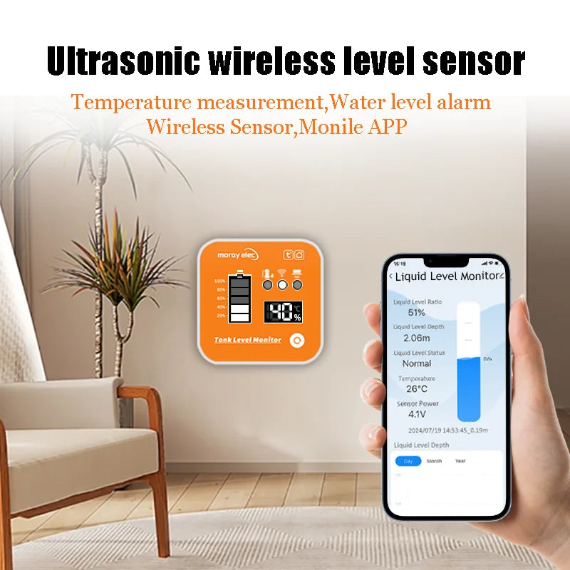 Hot Sale 5M ME202R Tuya APP Intelligent Smart Home LCD Temperature Display WIFI Submersible Water Tank Level Controller.